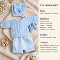 Easy Baby Basket Weave wrap around sweater- Garter stitch pants & boots - hat  fits Birth - 6  months" ~ 4 Ply Knitting Pattern PDF Download