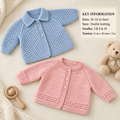 Easy  Beginners Baby Cardigans Round Neck Raglan sleeved Collar  18 - 22" DK 8 Ply Light Worsted Knitting Pattern pdf Digital Download