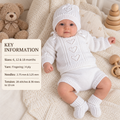Baby Girl's Heart Sweater -Heart-Bobble Hat & Bootees- Pants Knitting pattern in 4 ply Fingering wool Fits 6 - 18 Months  Download PDF