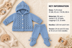 Baby Hooded Jacket & Leggings  Lace Baby Set 0 - 12 months DK wool Knitting Pattern