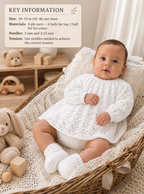 Baby Lace  Dress  & Bootees Vintage Heirloom Baby 4ply fingering wool- fits chest 18 - 19"