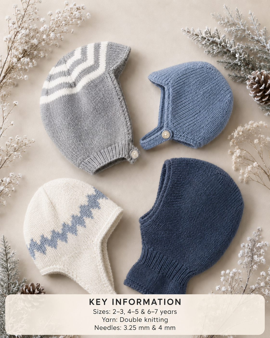 Balaclava &amp; winter hats Boys Girls ~ DK 8ply  Wool Knitting Pattern
