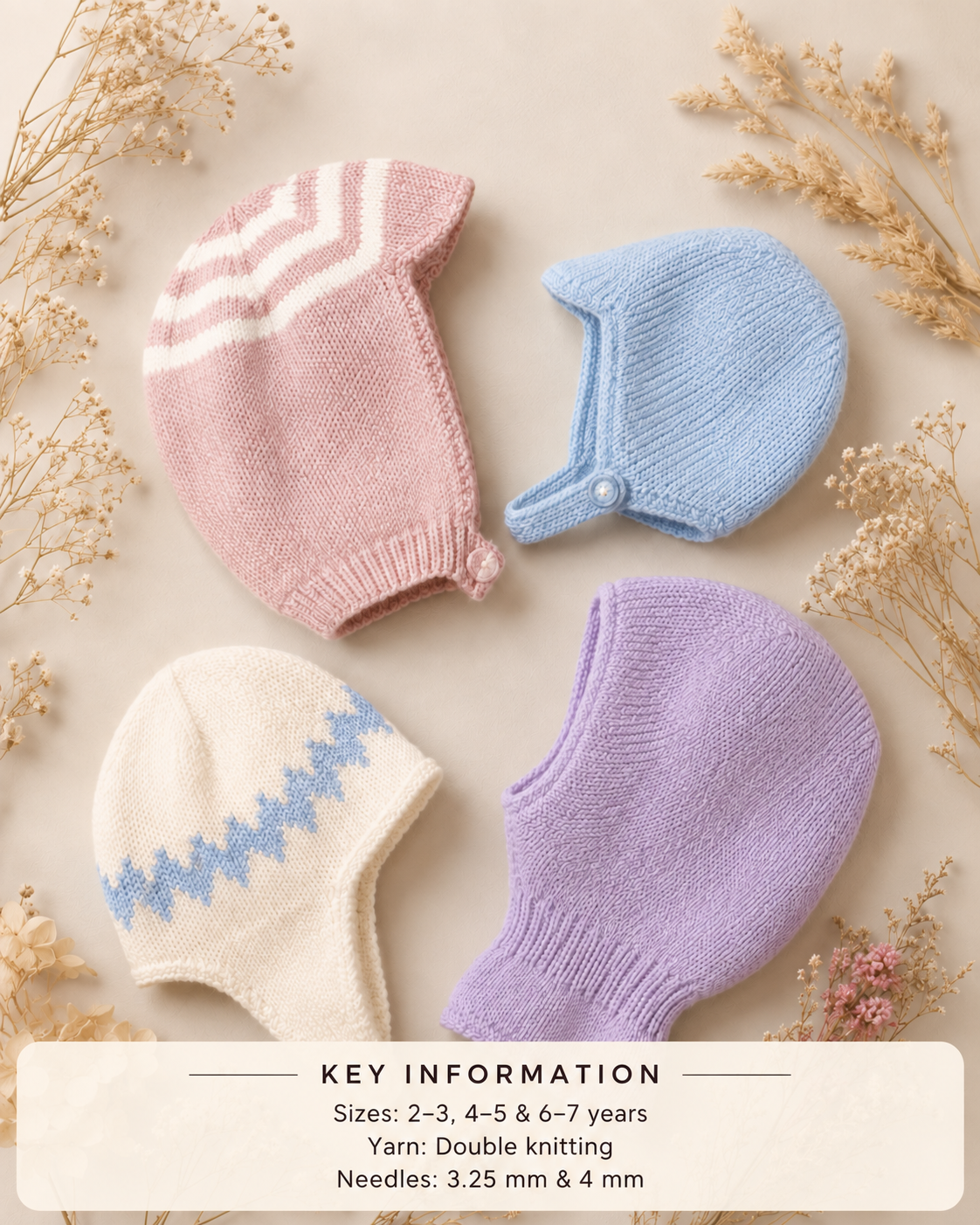 Balaclava &amp; winter hats Boys Girls ~ DK 8ply  Wool Knitting Pattern