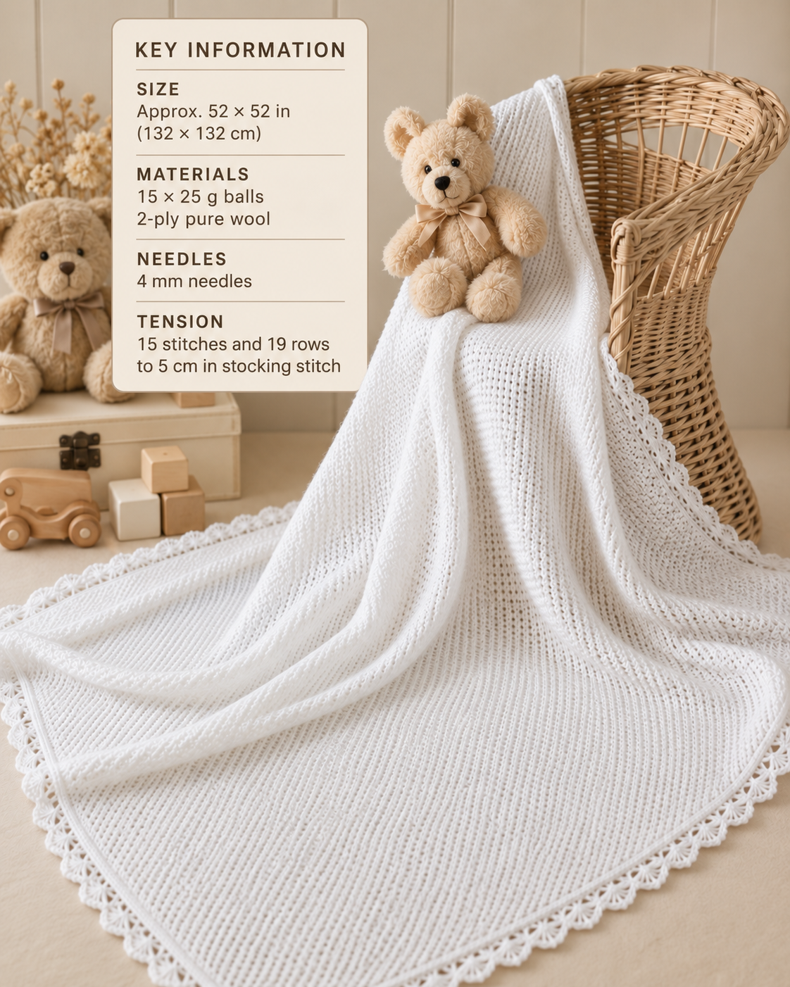 Lacy Knit Baby Shawl Pattern, Vintage 2 Ply (PDF Download)