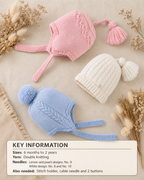 Easy Knit Hats - Garter Stitch - Helmet - Pull on Pointed - Hat Flower ~ 0 - 7yrs DK 8 Ply Light Worsted Knitting Pattern