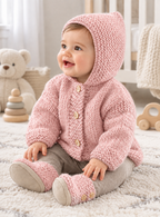 Easy Baby Jacket with Hood 3 - 24 mths - Chunky Wool DOWNLOAD pdf KNITTING Pattern