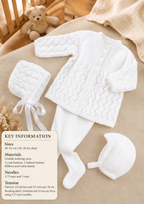 Baby Boy- Girl- Pram set-Jacket, leggings, hats, mitts - DK Fits 18-20 chest- Knitting pattern