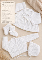 Vintage Baby Matinee Coat Cardigan Bonnet bootees Knitting Pattern, 3ply (PDF Download)