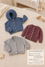 Baby Raglan Cardigans and hooded Jacket  6 - 12 months Knitting Pattern 4 ply