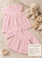 Baby Lace  Dress bonnet & Matinee Jacket Vintage Heirloom Baby DK 8 PLY- fits chest 18-19 inches