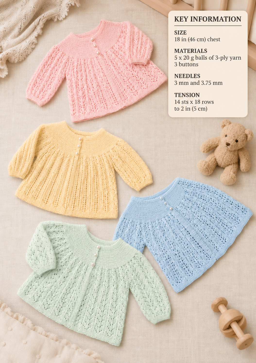 Vintage Baby Matinee Coats 3 styles to knit- Knitting Pattern, 3ply (PDF Download)