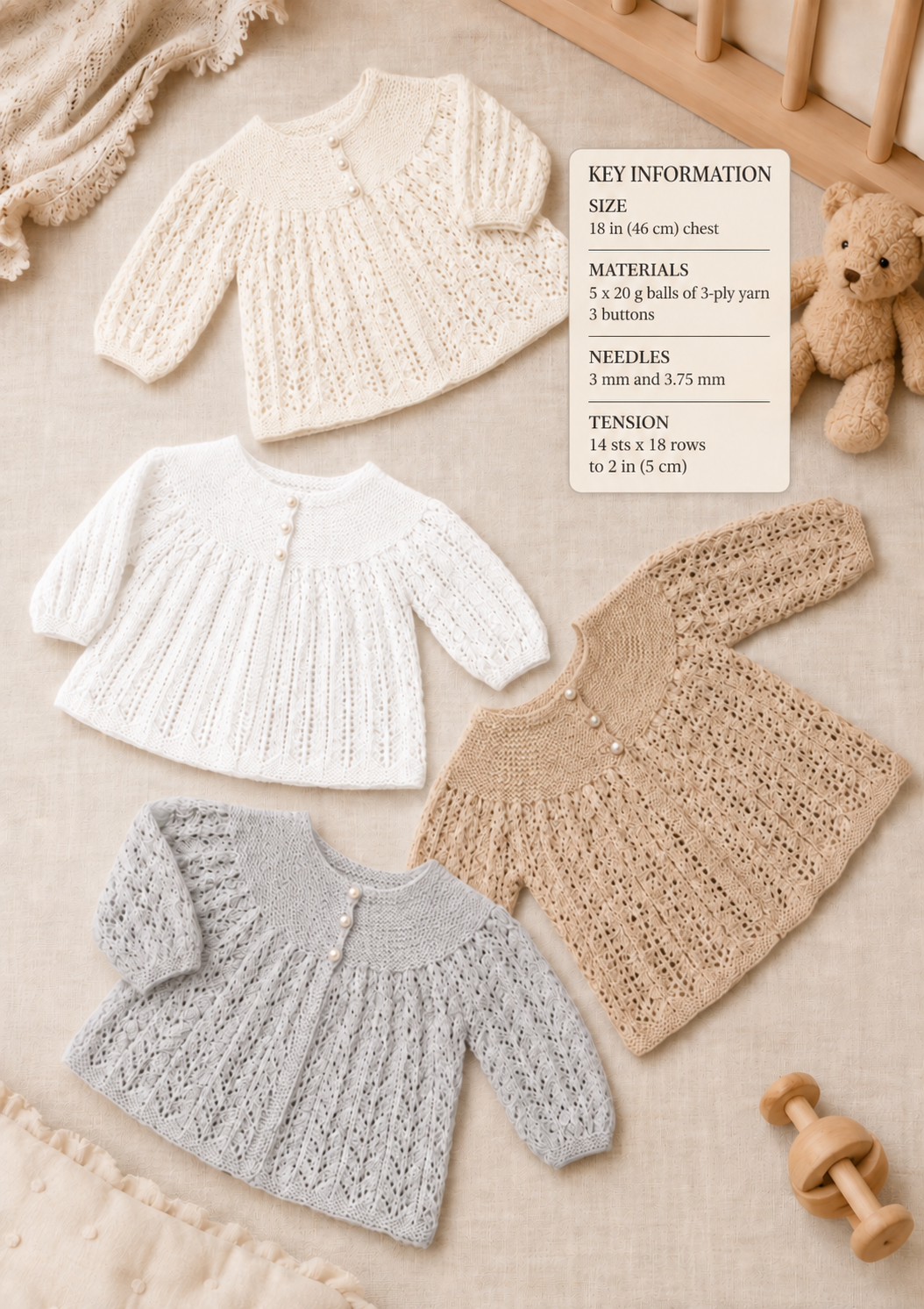 Vintage Baby Matinee Coats 3 styles to knit- Knitting Pattern, 3ply (PDF Download)