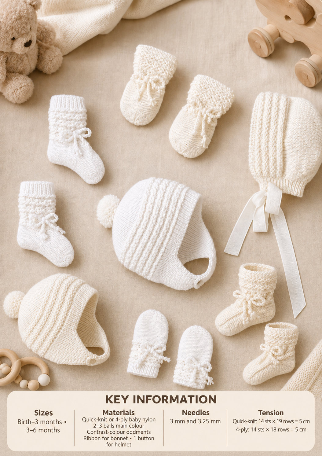 Hats Mitts Bootees - DK 4 Ply Light Worsted Knitting Pattern