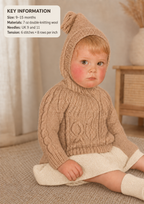 PDF Knitting Pattern- Baby Vintage Textured sweater With Hood in DK-8ply 21-22"