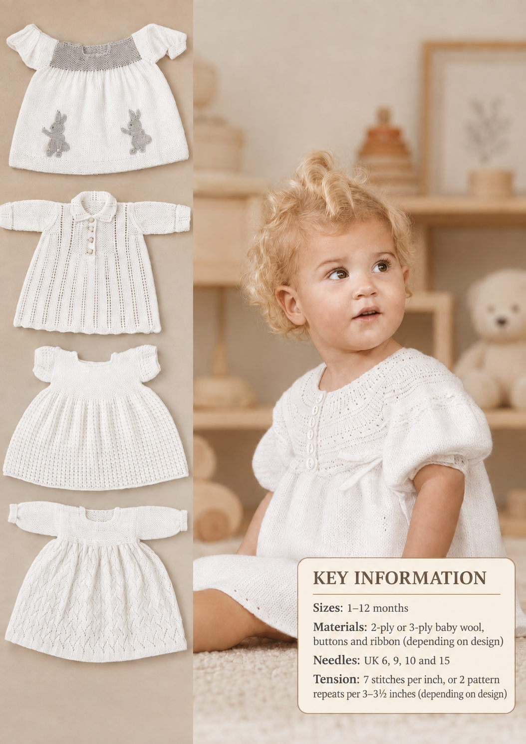 Vintage Heirloom Baby Dresses in 3ply4 styles to choose from- fits up to 12 months depending on dress