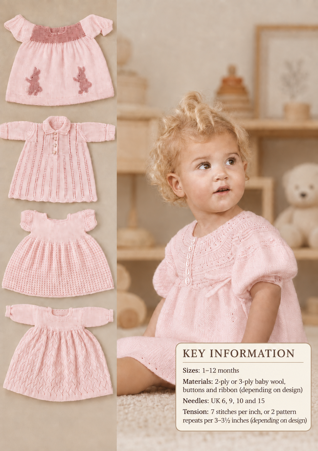 Vintage Heirloom Baby Dresses in 3ply4 styles to choose from- fits up to 12 months depending on dress