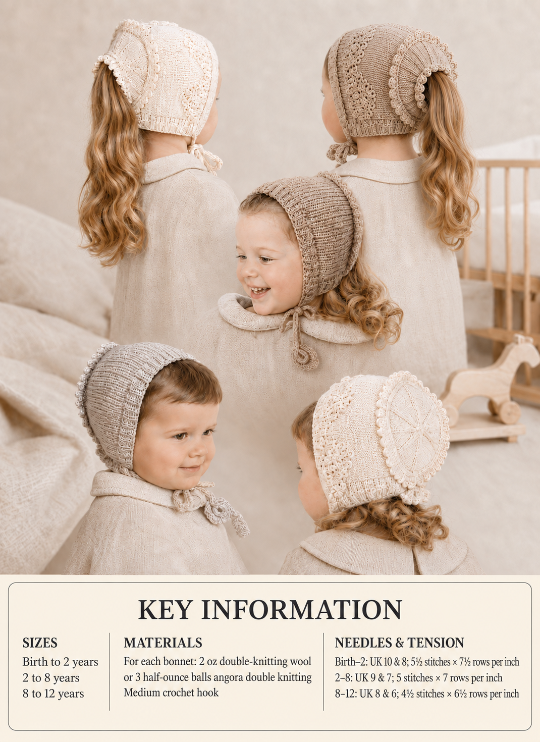 Child's winter hats-Vintage, willie winkie hats caps - Knitted  DK 8ply  Light worsted- Ages 5-05 yrs Knitting pattern Download PDF (Copy)