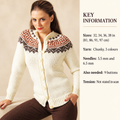 Womans Round Neck Fair Isle Chunky Cardigan  Knit Flat ~ Chunky Bulky Wool 12 Ply Knitting Pattern