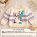 Koala Bear Sweater Fits Baby & Children Knitting Pattern in 5 ply sport Wool 18" - 23" Knitting Pattern PDF download- Has chart Knitted flat