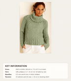 Woman's  Chunky Knit Sweater with Roll collar Knitting Pattern  Sizes 28 to 62" *Chunky/Bulky wool Polo neck Jumper