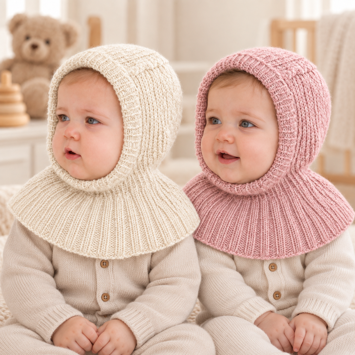 Vintage Baby Balaclava Knitting Pattern: Garter Stitch Rib Neck (PDF Download)