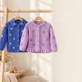 Girls Embroidered Flower Raglan Cardigan Knitting Pattern (PDF Download)