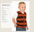 Boys easy Knit stripe Hooded Gilet, sleeveless cardigan in DK -8Ply yarn- Knitting Pattern pdf Digital Download Fits- 2 yrs- 7 years