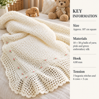 Delicate Embroidered Crochet Shawl pattern in Aran 10 ply yarn- 46 x 46" square- Crochet Pattern Download PDF