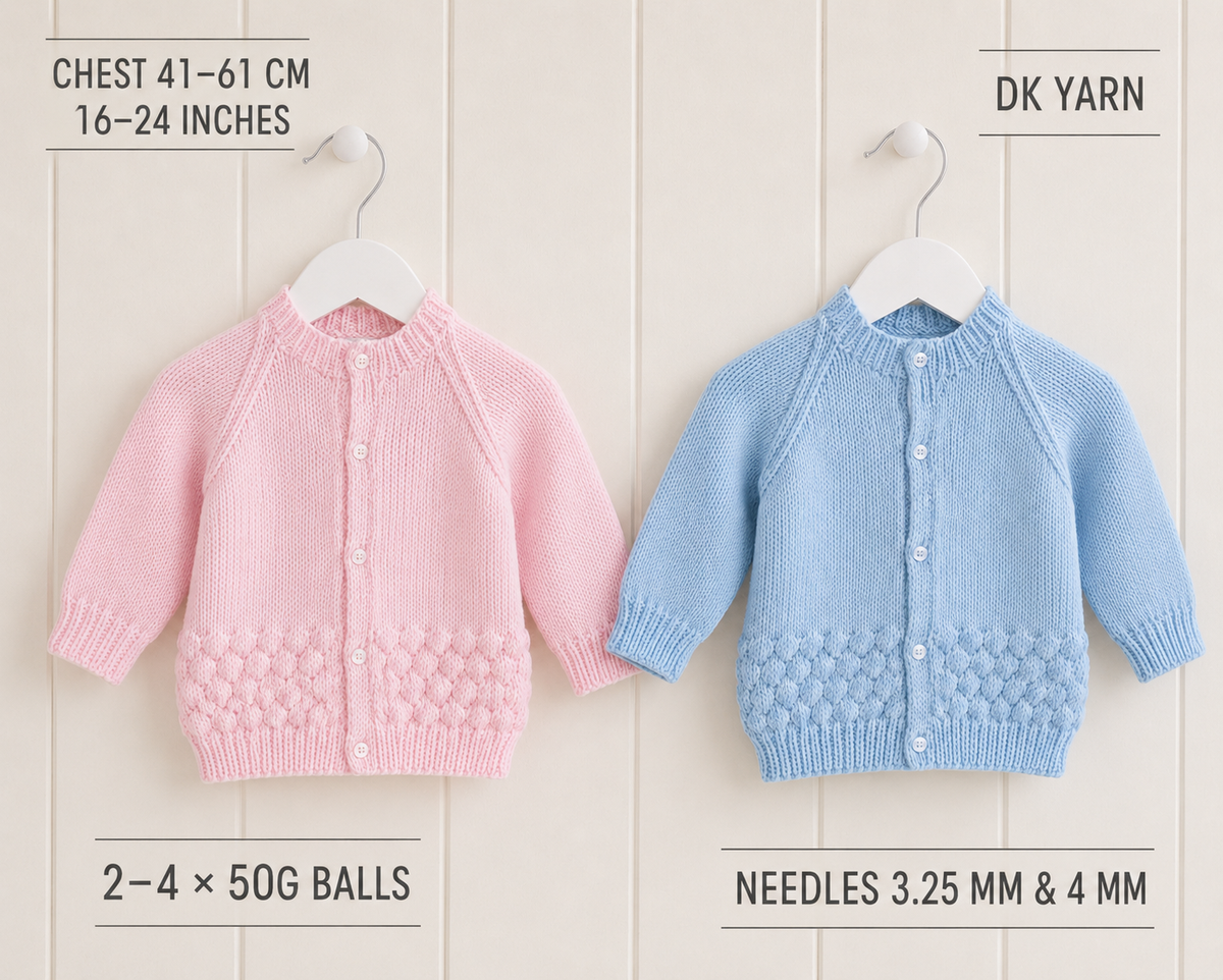 Easy Baby Cardigan Jacket Coat Top Matinee Boy Girl Garter Stitch Sideways (Copy)