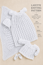 Baby Girl- Christening set & Shawl Long short dress Coat shoes hat in 3ply Yarn Fits  Premature ~14-18 chest- Knitting pattern  Download PDF