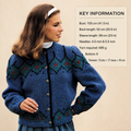 Womans Round Neck Fair Isle style Jacquard Cardigan Jacket  Knit Flat ~ Chunky Icelandic Wool 12 Ply Knitting Pattern Instant Download PDF