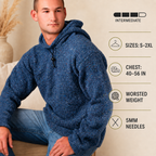 Man's  Easy Plain Knit Hooded Sweater- Jumper in Aran -Worsted 10 Ply Yarn- Chest 40" - 56"- larger sizes knitting pattern download PDF