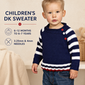 Boys Sweater with Stripe sleeves & hem- Button shoulders- DK 8 Ply -Knitting Pattern  - Fits   6 Months - 7 years