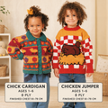 Girl's Chicken Motif Cardigan with collar & Sweater 21" - 26" sizes 1 to 6  Knitting Pattern PDF download DK 8 Ply-Light worsted- has charts