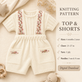 Popular Baby Short sleeved ribbed Jumper &  Short Trousers - Knitting pattern  4 Ply fingering- fits  6m - 2 years (21" - 27" Download PDF