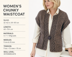 ladies Easy - Super Chunky Waistcoat 32" - 42" Knitting PATTERN 32 to 42 Inch chest PDF Instant download