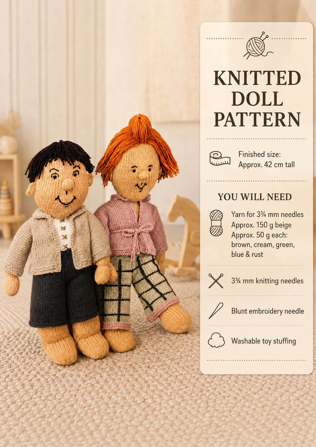 Max & Moritz Knitted Dolls, Vintage Knitting Pattern (PDF Download)