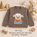 Sheep Lamb Motif Round Button Neck Sweater Jumper 18"- 21" 6mths - 3 yrs ~ DK 8 Ply Light Worsted Knitting Pattern pdf download