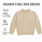 Baby Roll Neck Easy Raglan Textured sweater- Jumper in DK 8 Ply -Knitting Pattern PDF Downloadable pattern - Fits   Birth to 6 years- Easy