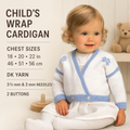 Child's Easy crossover Cardigan with flower motif- Knitting Pattern -DK-8ply(Light Worsted yarn) Instant Download-18-22" chest