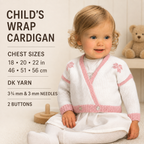 Child's Easy crossover Cardigan with flower motif- Knitting Pattern -DK-8ply(Light Worsted yarn) Instant Download-18-22" chest