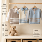 Boy's round neck long Short sleeved sweater & V Neck slipover Knitting Pattern 14 - 24"DK 8 Ply Light Worsted Knitting Pattern pdf download