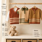 Boy's round neck long Short sleeved sweater & V Neck slipover Knitting Pattern 14 - 24"DK 8 Ply Light Worsted Knitting Pattern pdf download