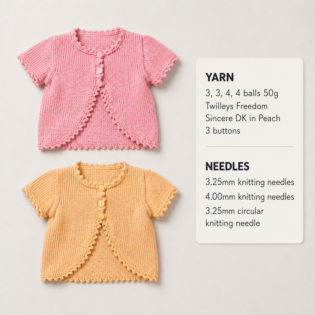 Short sleeved bolero cardigan dk ( 8ply ) Birth-5 years Knitting Pattern