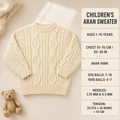 Childs Aran Cable Knit Sweater Pattern (1-10yrs) (PDF Download