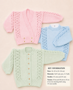 Baby easy Knit  Cardigans cross over and sweater in DK-3ply - fits chest 16-22 inches Knitting pattern