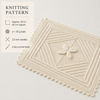 Leaf Pattern Baby Blanket Knit in Squares Pram- cot cover -embossed squares central leaf  Knitting Pattern PDF Download- see images for info