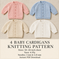 Baby Classic Cardigan- Cable in either DK(8ply) or 4ply- Knitting pattern - fits 18 - 26" chest (0-5 years) Download PDF