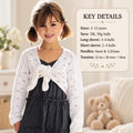 Girl's lacy Tie Front Cardigan Long/ Short sleeves, DK 8Ply Light worsted wool 22" - 32" ( 2 -13 yrs) Knitting Pattern