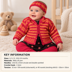 Child's Scandinavian Jacket Cardigan, Hat & Headband) Knitting pattern -Download PDF fits 6-24 months